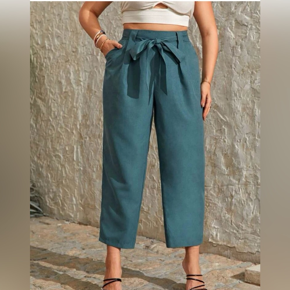 EUC (Worn 1 Time) Plus High Waist Belted Pants (0X/12)